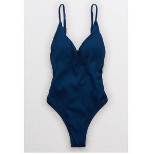 Aerie Smocked One Piece Hi-Cut Cheeky swimsuit